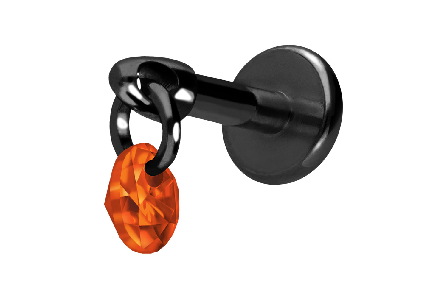 Titan Labret Piercing mit Innengewinde RUNDER KRISTALL